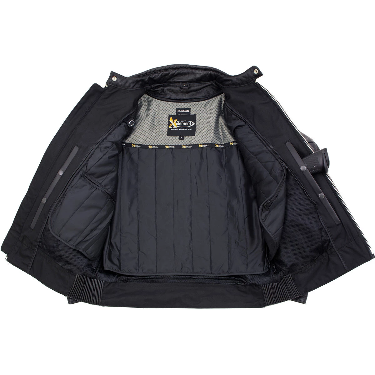 Leather Motorcycle Jackets Xelement B4495 Men's 'Bandit' Black Buffalo Leather Cruiser Motorcycle Jacket With X-Armor Protection