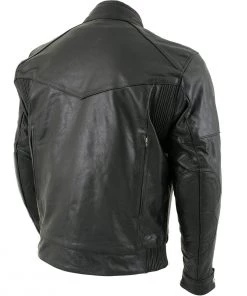 Leather Motorcycle Jackets Xelement B4495 Men's'Bandit' Black Buffalo Leather Cruiser Motorcycle Jacket With X-Armor Protection