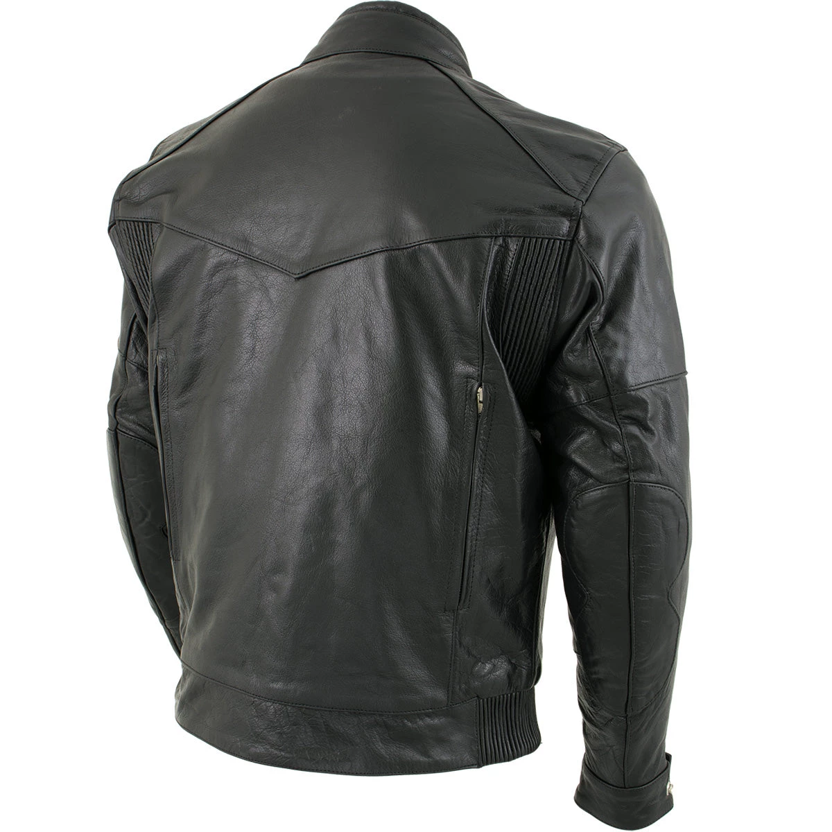 Leather Motorcycle Jackets Xelement B4495 Men's 'Bandit' Black Buffalo Leather Cruiser Motorcycle Jacket With X-Armor Protection