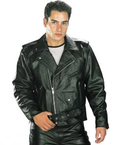 Xelement B7100 Men's 'Classic' Black TOP GRADE Leather Motorcycle Biker Jacket Leather Motorcycle Jackets