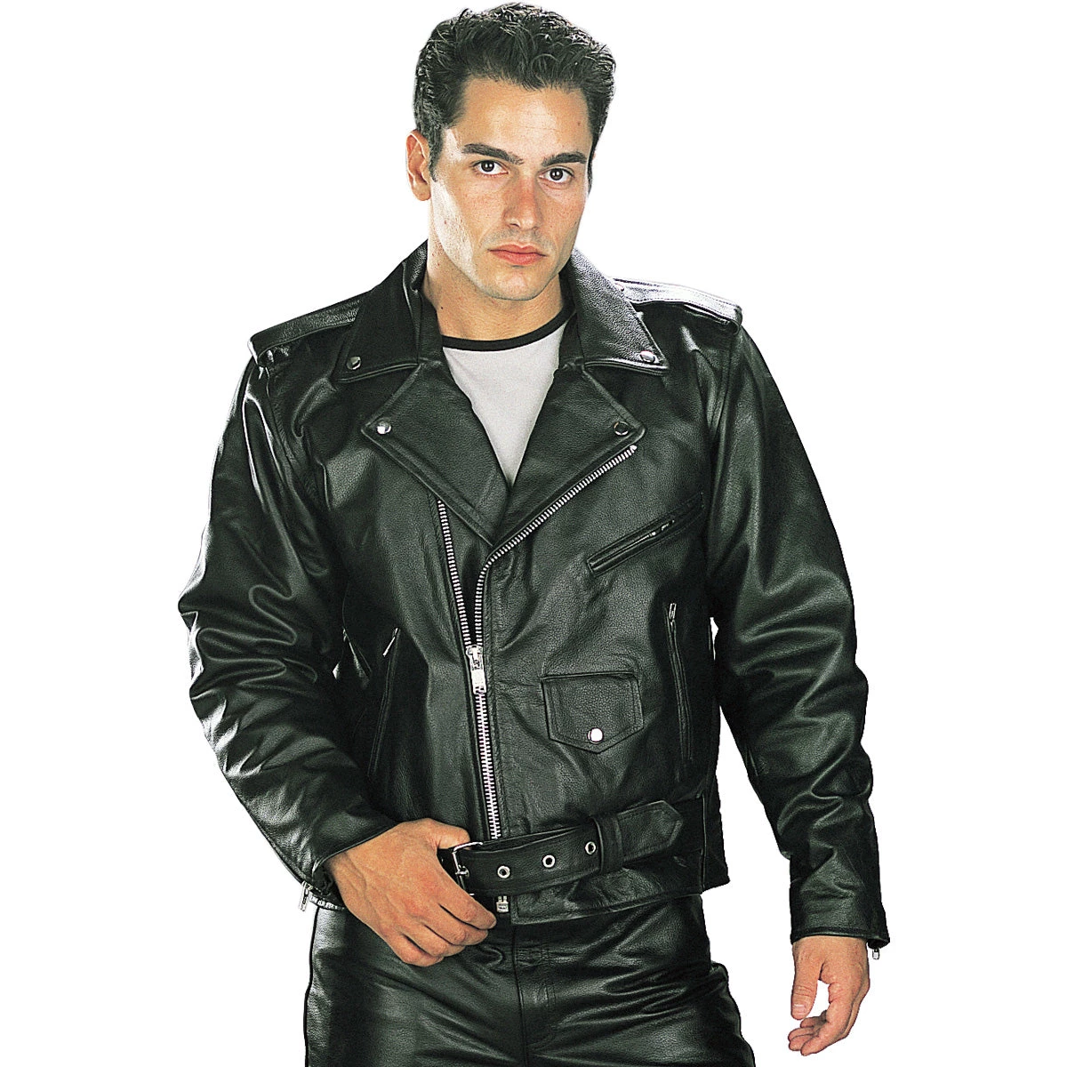 Xelement B7100 Men's 'Classic' Black TOP GRADE Leather Motorcycle Biker Jacket Leather Motorcycle Jackets