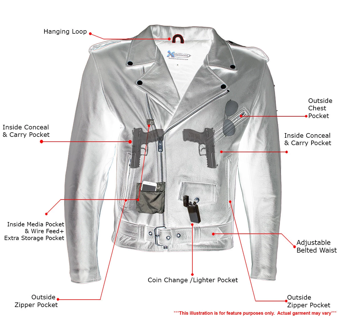 Xelement B7100 Men's 'Classic' Black TOP GRADE Leather Motorcycle Biker Jacket Leather Motorcycle Jackets