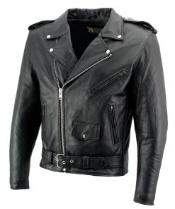 Xelement B7101 Men's'Classic Armored' Black High-Grade Leather Motorcycle Biker Jacket With X-Armor Protection Leather Motorcycle Jackets