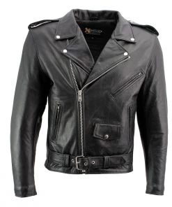 Xelement B7101 Men's 'Classic Armored' Black High-Grade Leather Motorcycle Biker Jacket With X-Armor Protection Leather Motorcycle Jackets