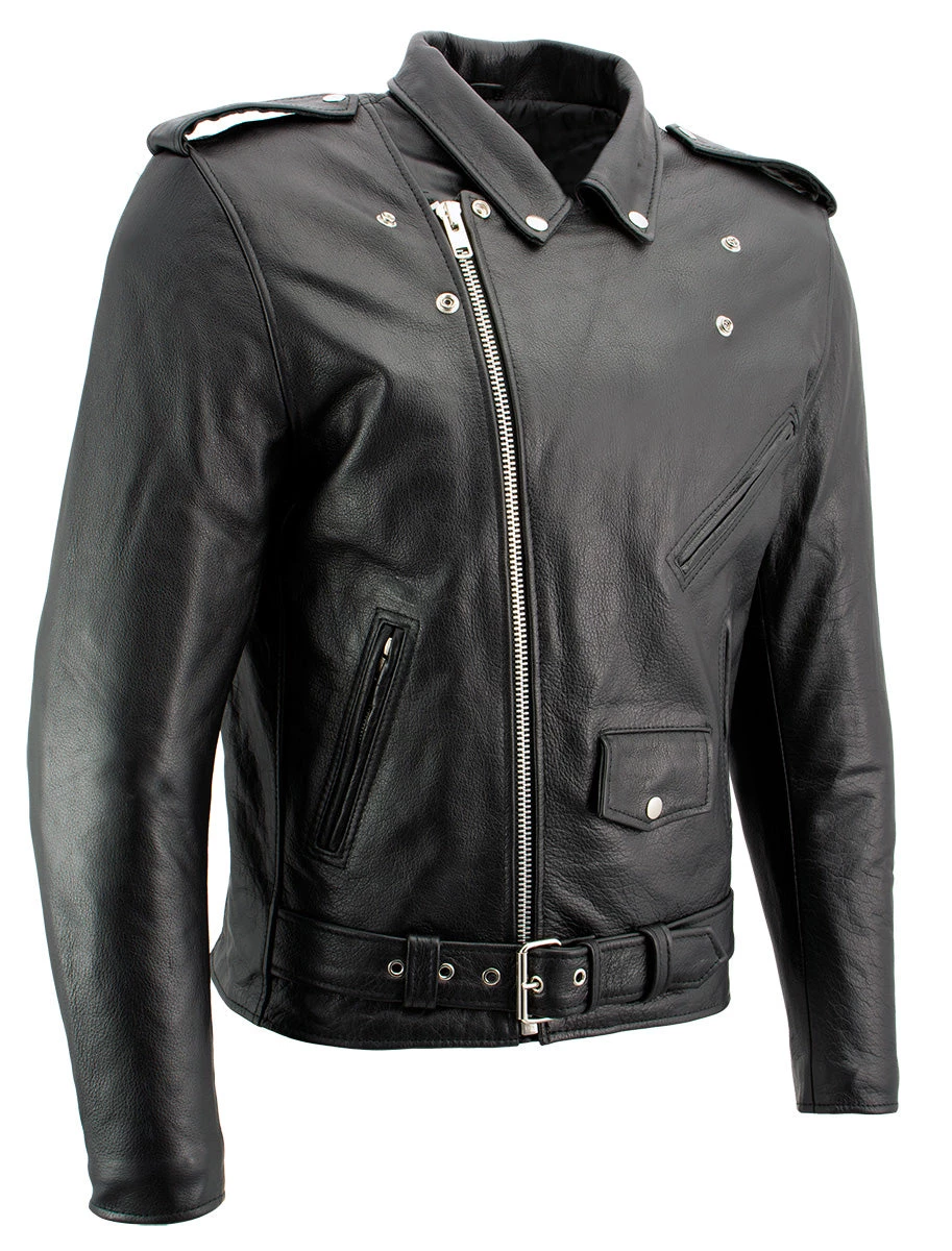 Xelement B7100 Men's 'Classic' Black TOP GRADE Leather Motorcycle Biker Jacket Leather Motorcycle Jackets