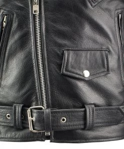 Xelement B7103 Men's'Ruffian' Classic Black Motorcycle Side Lace Leather Jacket With X-Armor Protection Leather Motorcycle Jackets