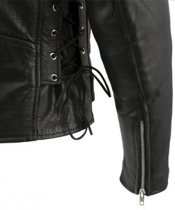 Xelement B7103 Men's'Ruffian' Classic Black Motorcycle Side Lace Leather Jacket With X-Armor Protection Leather Motorcycle Jackets