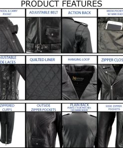 Xelement B7103 Men's'Ruffian' Classic Black Motorcycle Side Lace Leather Jacket With X-Armor Protection Leather Motorcycle Jackets