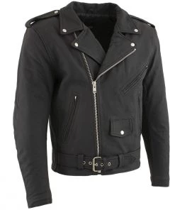 Leather Motorcycle Jackets Xelement B7108 Men's'Eazy' Flat Black Leather Jacket With Protective X-Armor