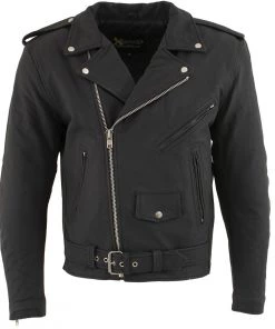 Leather Motorcycle Jackets Xelement B7108 Men's'Eazy' Flat Black Leather Jacket With Protective X-Armor