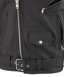 Leather Motorcycle Jackets Xelement B7108 Men's'Eazy' Flat Black Leather Jacket With Protective X-Armor