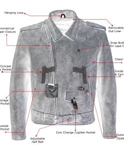 Xelement B7149 Men's 'Sliver' Distressed Gray Classic MC Leather Jacket