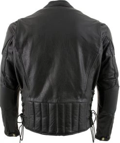 Xelement B7201 Men's'Speedster' Black Top Grade Leather Motorcycle Jacket With Zip-Out Lining Leather Motorcycle Jackets