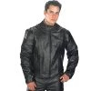 Xelement B7201 Men's 'Speedster' Black Top Grade Leather Motorcycle Jacket With Zip-Out Lining Leather Motorcycle Jackets