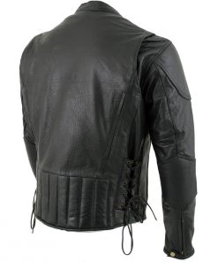 Xelement B7201 Men's'Speedster' Black Top Grade Leather Motorcycle Jacket With Zip-Out Lining Leather Motorcycle Jackets