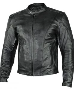 Leather Motorcycle Jackets Xelement B7209 Men's'Renegade' Black Leather Motorcycle Jacket With X-Armor Protection