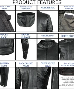 Leather Motorcycle Jackets Xelement B7209 Men's'Renegade' Black Leather Motorcycle Jacket With X-Armor Protection