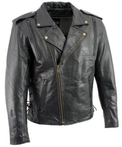 Leather Motorcycle Jackets Xelement B7210 Men's'Cool Rider' Black Vented Leather Motorcycle Jacket