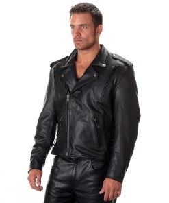 Leather Motorcycle Jackets Xelement B7210 Men's'Cool Rider' Black Vented Leather Motorcycle Jacket