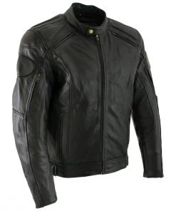 Xelement B7366 Men's 'Executioner' Black Leather Racer Jacket With X-Armor Protection