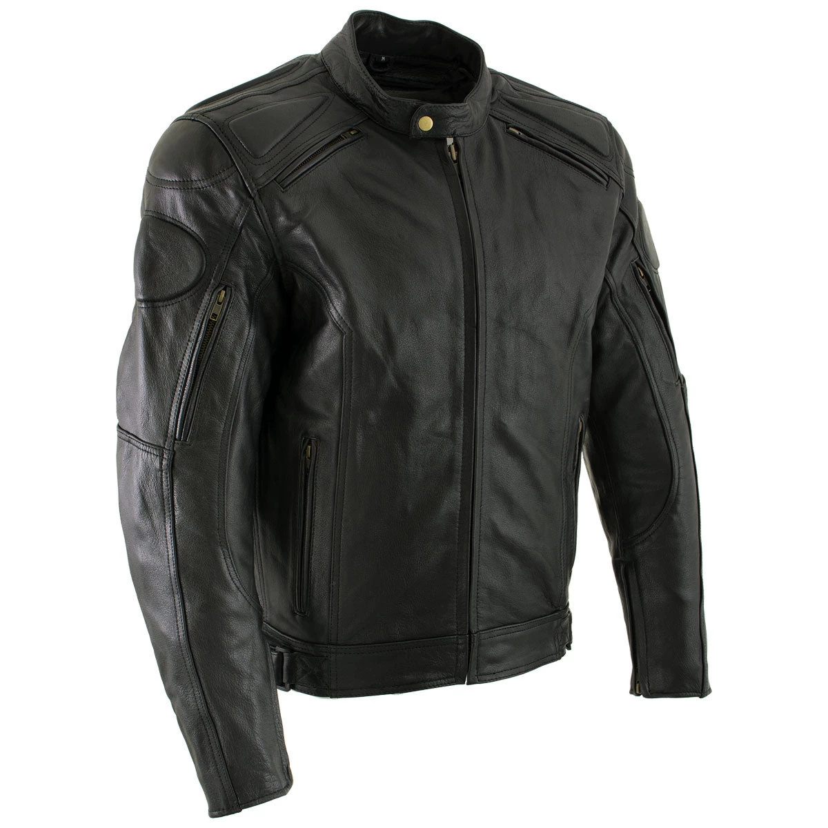 Xelement B7366 Men's 'Executioner' Black Leather Racer Jacket With X-Armor Protection
