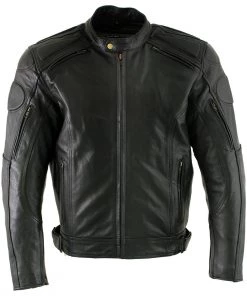 Xelement B7366 Men's'Executioner' Black Leather Racer Jacket With X-Armor Protection