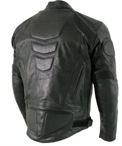 Xelement B7366 Men's'Executioner' Black Leather Racer Jacket With X-Armor Protection