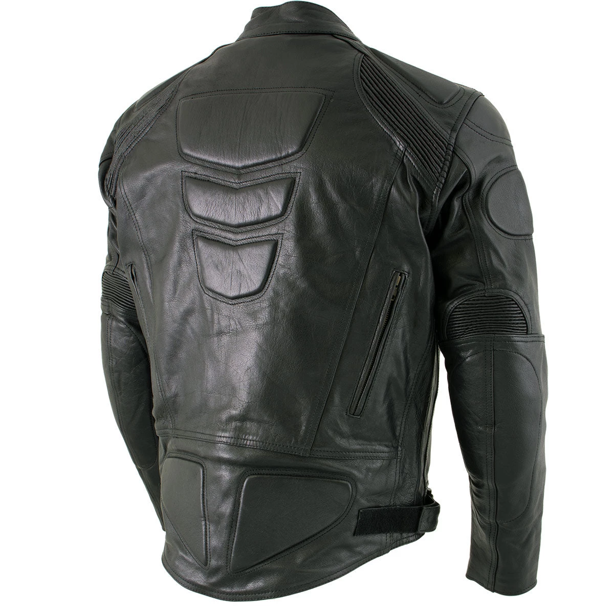 Xelement B7366 Men's 'Executioner' Black Leather Racer Jacket With X-Armor Protection