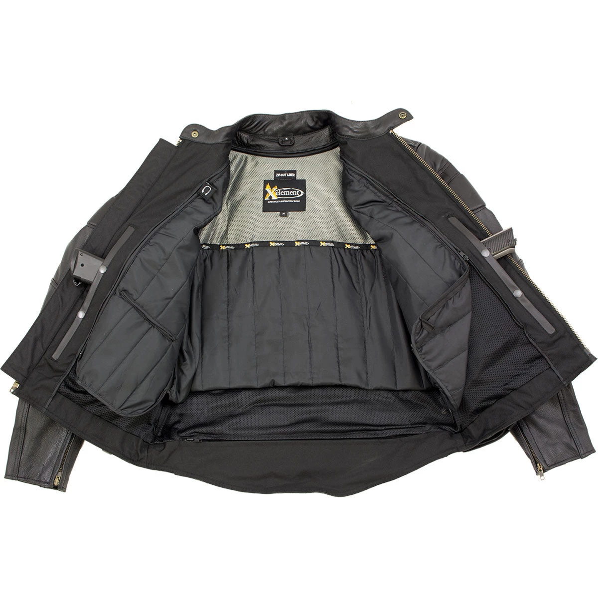 Xelement B7366 Men's 'Executioner' Black Leather Racer Jacket With X-Armor Protection