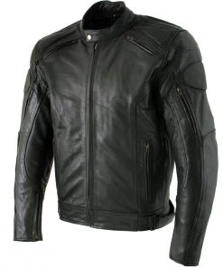 Xelement B7366 Men's'Executioner' Black Leather Racer Jacket With X-Armor Protection