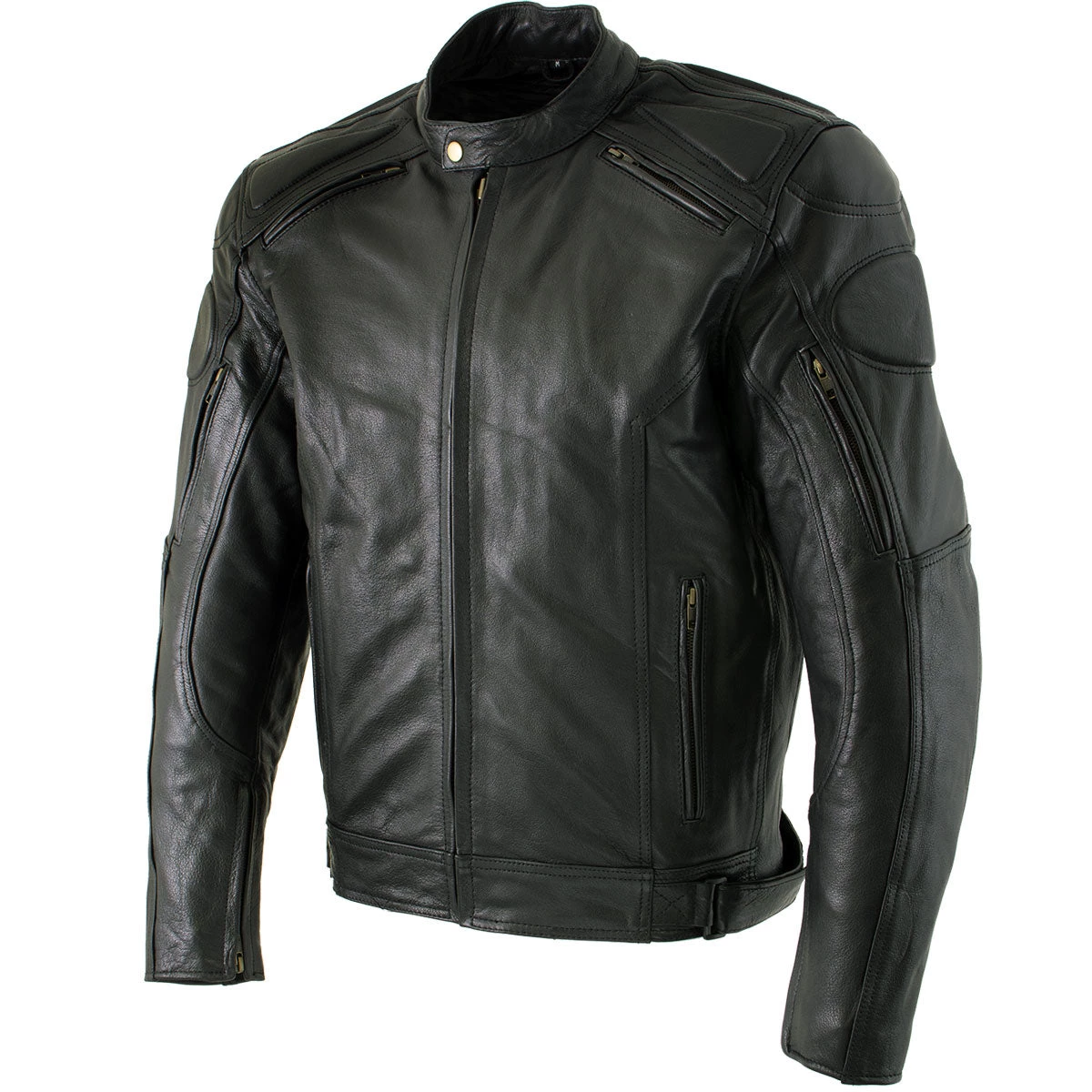 Xelement B7366 Men's 'Executioner' Black Leather Racer Jacket With X-Armor Protection