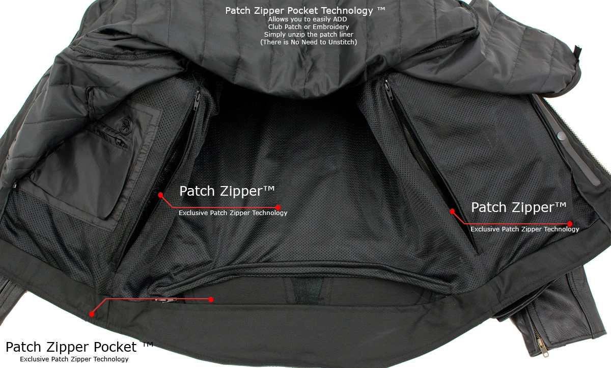 Xelement B7366 Men's 'Executioner' Black Leather Racer Jacket With X-Armor Protection