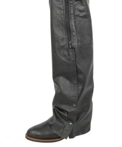 Motorcycle Pants & Chaps Xelement B7440 Men's Black Leather Motorcycle Overpants With Side Zipper And Snaps