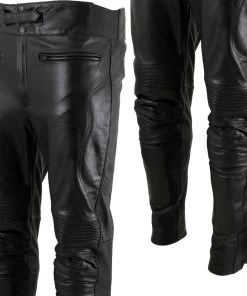 Motorcycle Pants & Chaps Xelement B7466 Men's'The Racer' Black Cowhide Leather Racing Pants With X-Armor Protection