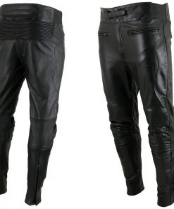 Motorcycle Pants & Chaps Xelement B7466 Men's'The Racer' Black Cowhide Leather Racing Pants With X-Armor Protection