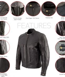 Xelement B7496 Men's'Bandit' Retro Distressed Brown Leather Jacket With X-Armor Protection