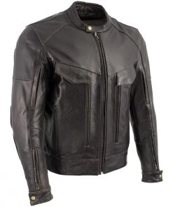 Xelement B7496 Men's'Bandit' Retro Distressed Brown Leather Jacket With X-Armor Protection