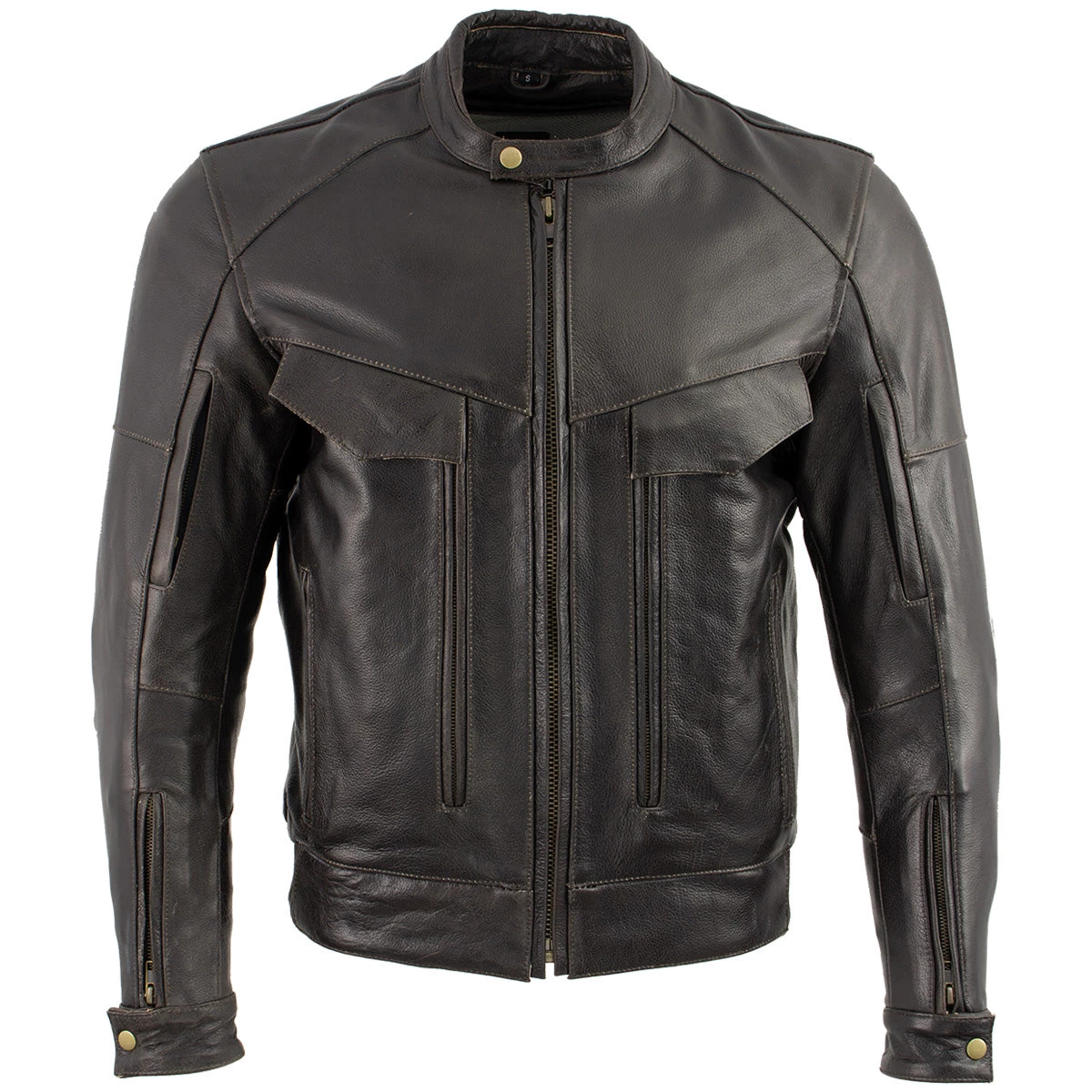 Xelement B7496 Men's 'Bandit' Retro Distressed Brown Leather Jacket With X-Armor Protection