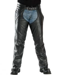 Motorcycle Pants & Chaps Xelement B7552 Men's Black'Easy Fit' Premium Motorcycle Chaps