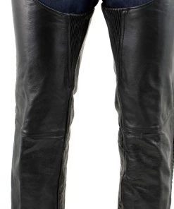 Xelement B7555 Men's Black Classic'Braided' Elastic Fit Leather Chaps