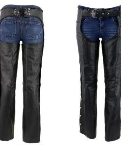 Xelement 7701 Women's Black'Braided' Leather Chaps