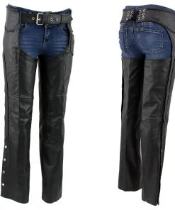Xelement 7701 Women's Black'Braided' Leather Chaps