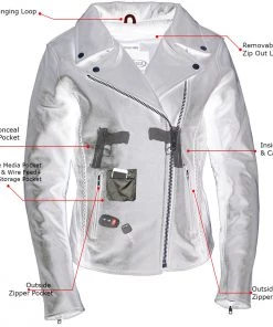 Xelement B8000 Women's Black 'Classic Braided' Fitted Motorycle Jacket Leather Motorcycle Jackets