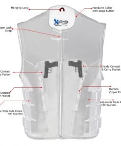 Xelement B95080 Men's ‘Creeper' Black Advanced Triple Strap Design Leather Motorcycle Vest