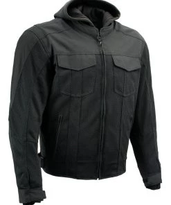 Motorcycle Jackets Xelement B91033 Men's'Requiem' Black Mesh Jacket With X-Armor And Removable Hoodie
