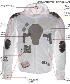 Xelement B91022 Men's 'Flight' Black Textile Jacket With X-Armor And Removable Hoodie Motorcycle Jackets