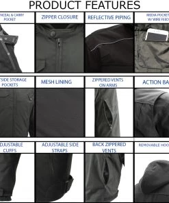 Motorcycle Jackets Xelement B91033 Men's'Requiem' Black Mesh Jacket With X-Armor And Removable Hoodie