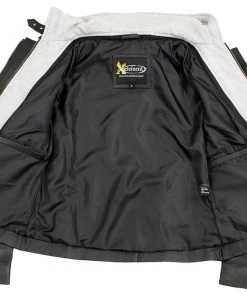 Xelement B91044 Women's ‘Quilt’ Black Leather Racer Style Scuba Jacket With Hoodie