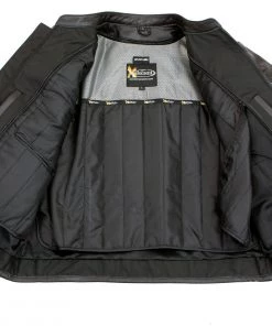 Xelement B95010 Men's'Bones' Black Armored Cruiser Motorcycle Jacket With Reflective Skulls Leather Motorcycle Jackets