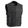 Xelement B95080 Men's ‘Creeper' Black Advanced Triple Strap Design Leather Motorcycle Vest